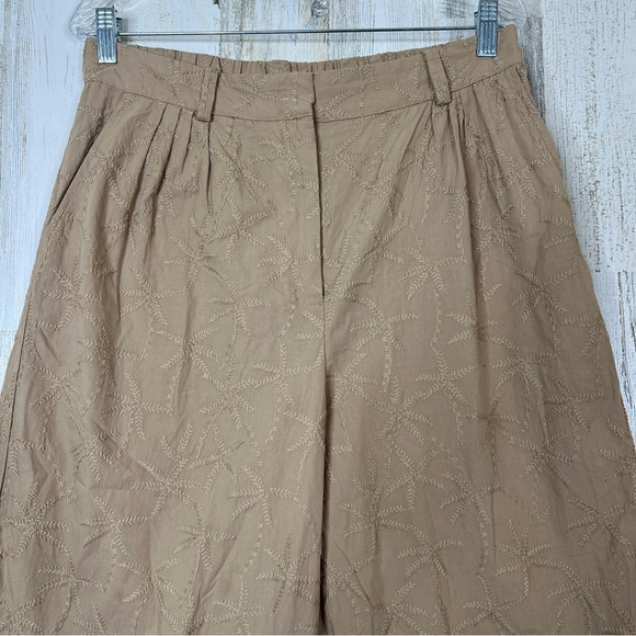 House of Harlow Embroidered Barrel Trouser Pants Womens L Palm Print Boho Resort - Picture 3 of 17